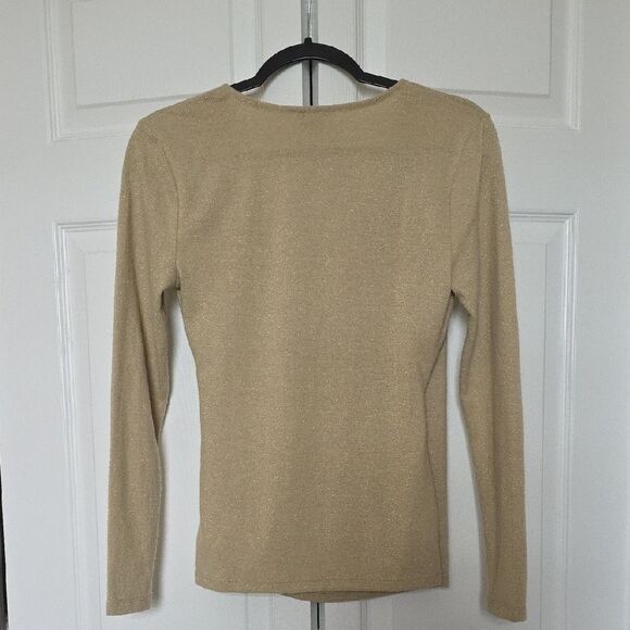 Ann Taylor Elegant Gold Wrap Top - Picture 9 of 9